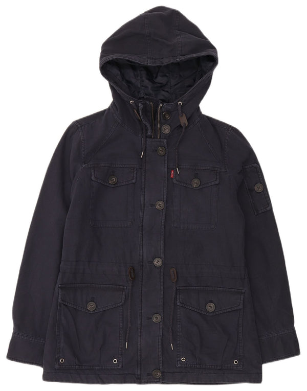 Levi's Veste Utility À Capuche Femme UK 14 Bleu Marine Moyen Coton