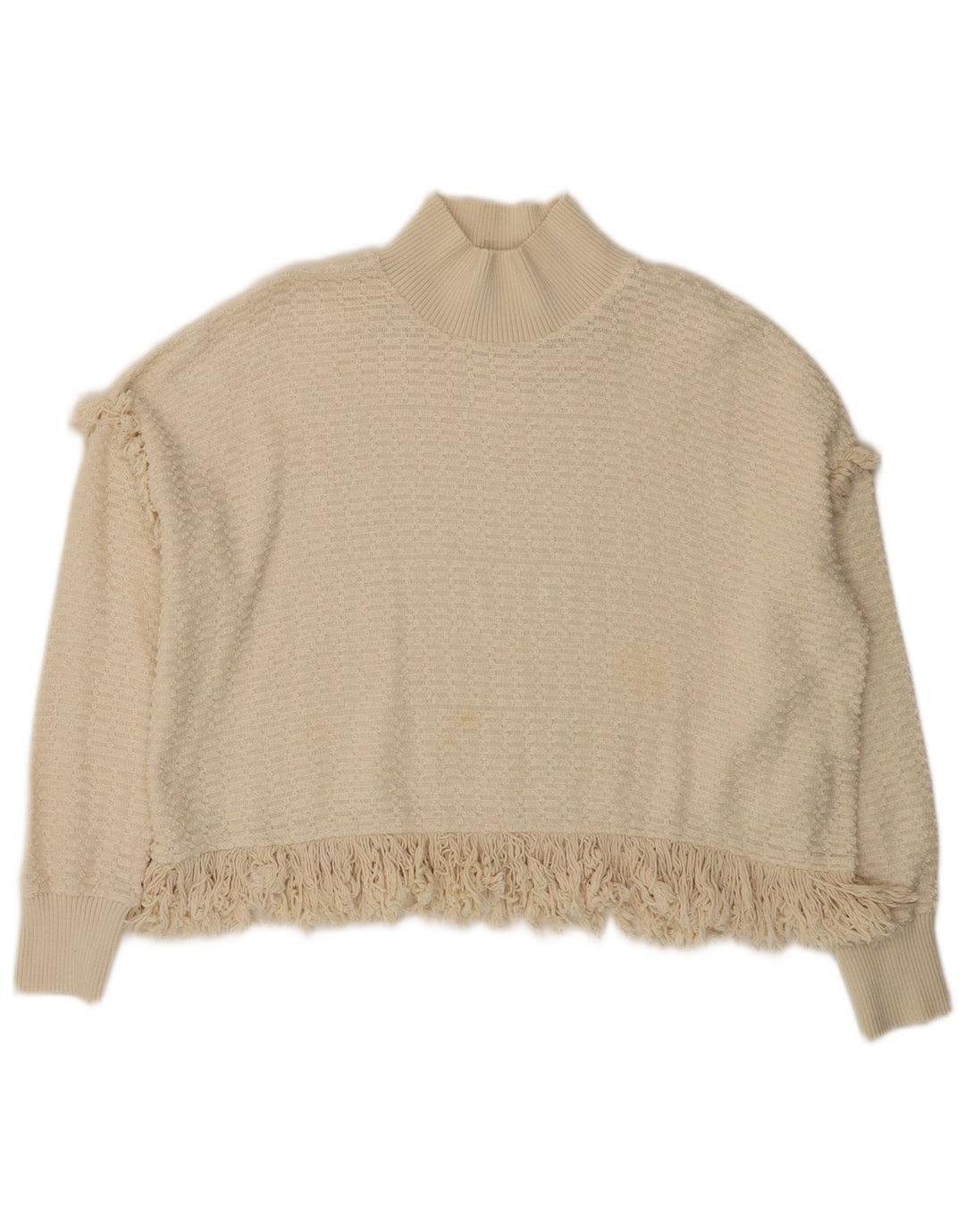 Zara Pull court à col roulé pour femme UK 14 Medium Off White