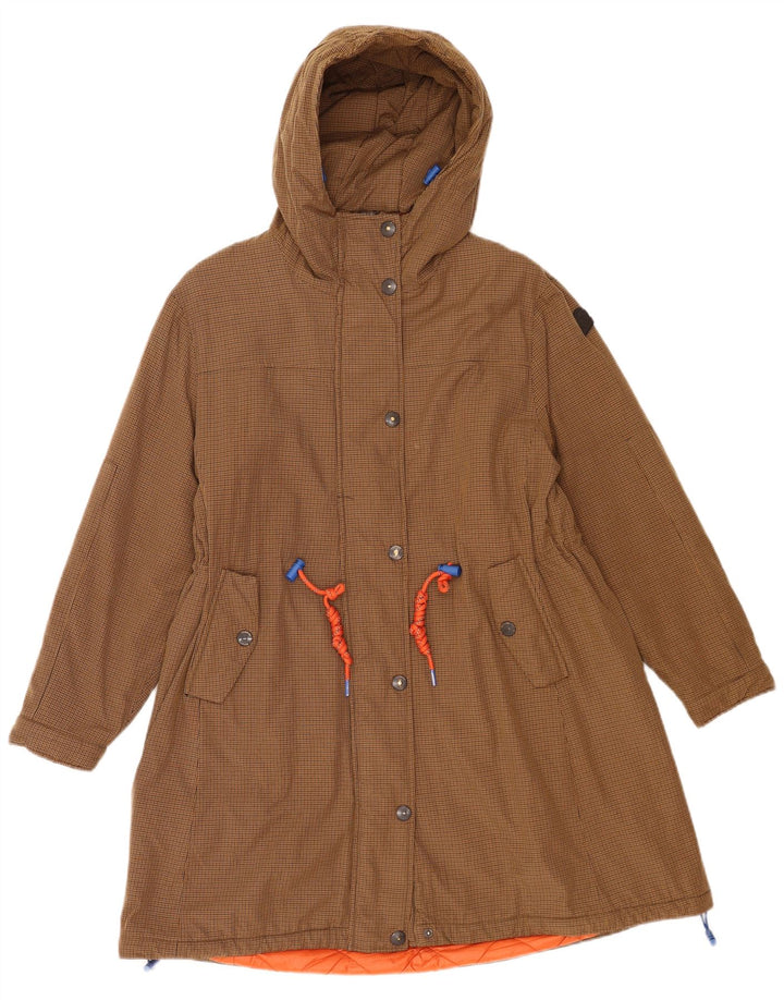 Invicta Veste Parka à capuche pour femme UK 6 XS Marron pied-de-poule Polyamide