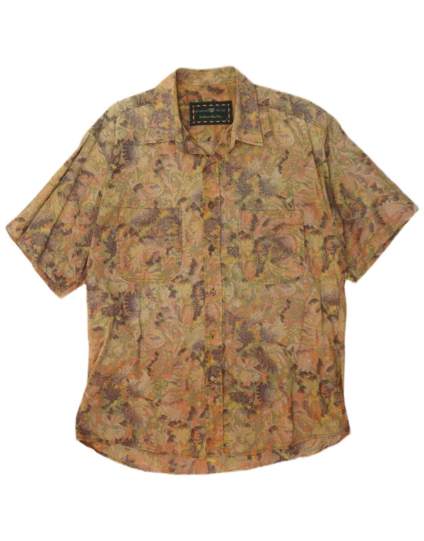 vintage Chemise à manches courtes pour hommes Grand coton Paisley multicolore