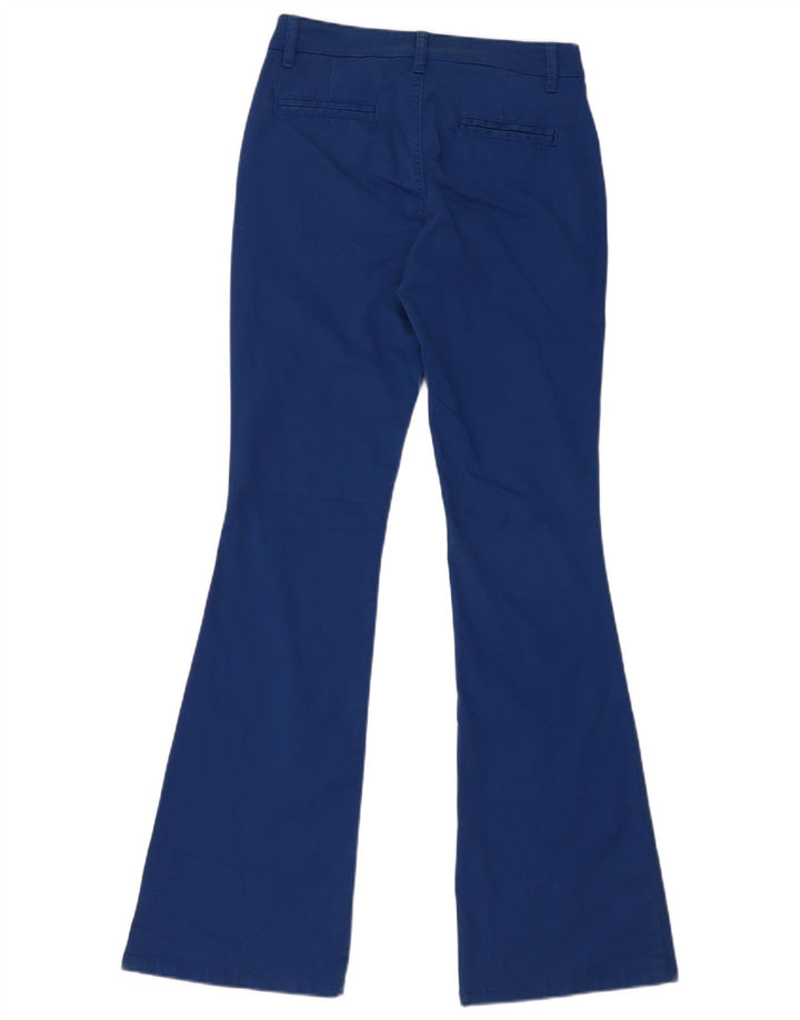 BENETTON Pantalon Chino Flare Femme UK 6 XS W26 L33 Bleu Coton