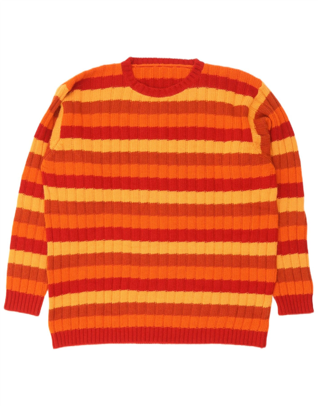 vintage Mens Crew Neck Jumper Pull Taille 52 Grand Rayé Multicolore