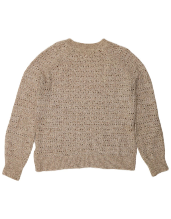 Fat Face Pull surdimensionné à col bateau pour femme UK 8 Petit nylon beige