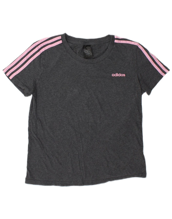 Adidas T-Shirt Femme Top UK 16/18 Grand Gris Coton