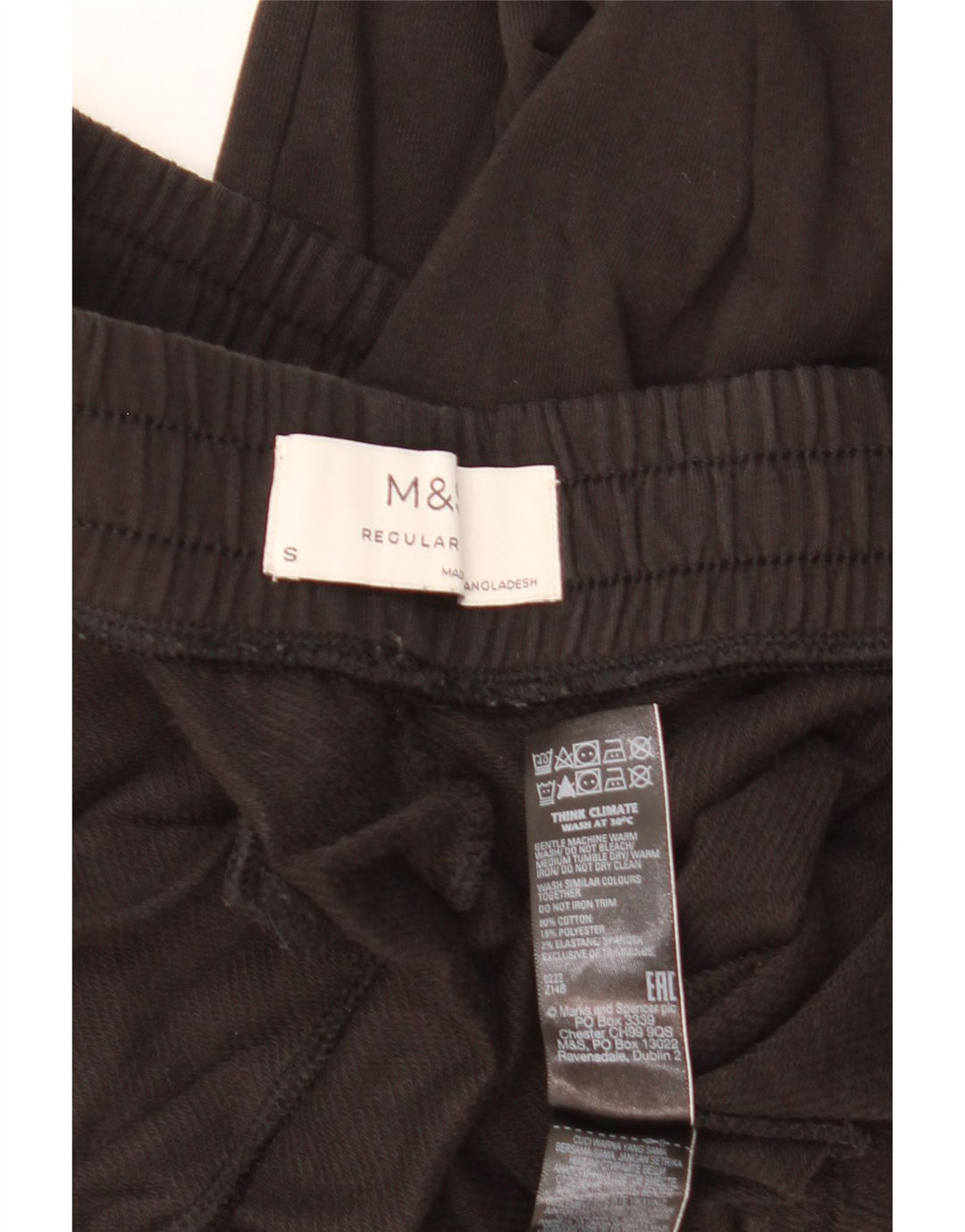 Marks & Spencer Pantalon de survêtement régulier pour femme UK 8 Small Noir Coton