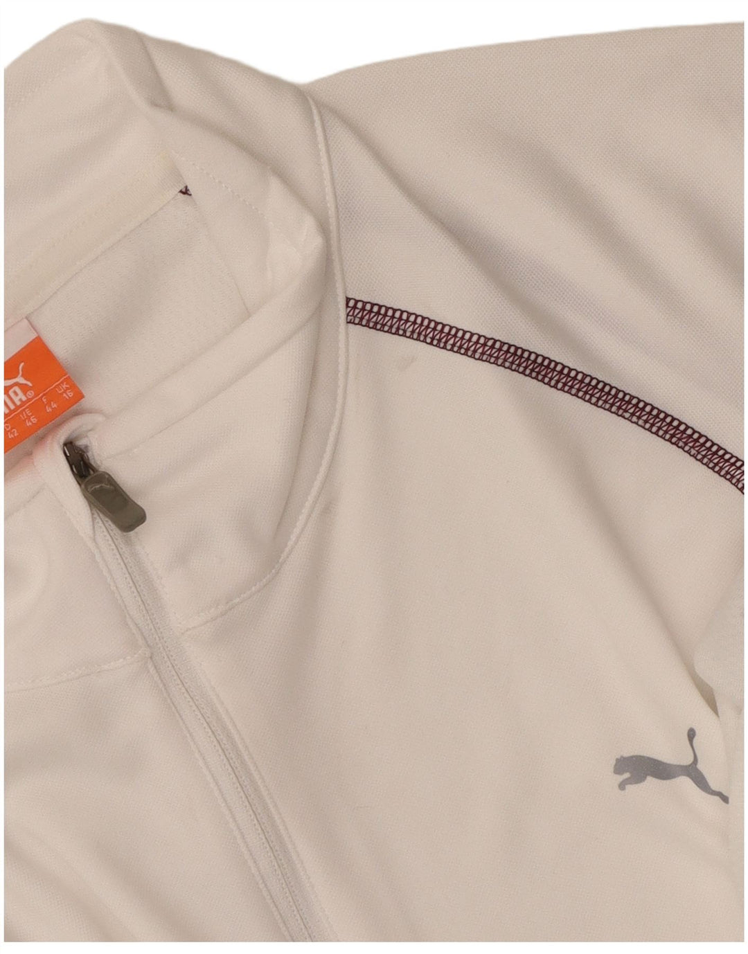 Puma Haut de survêtement à col zippé pour femme UK 16 Large Blanc Polyester