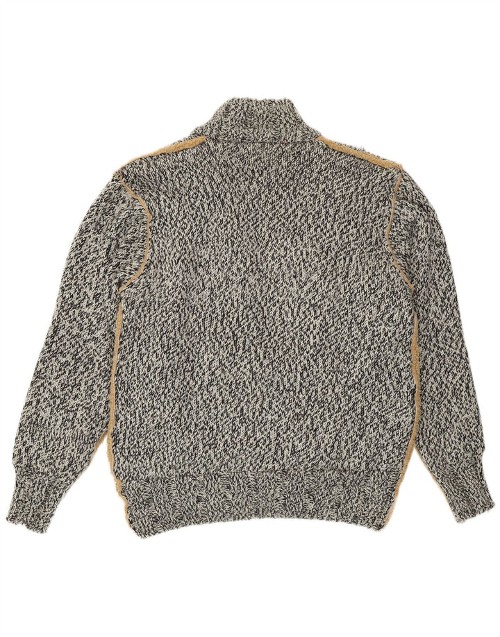 BROADWAY Hommes Sherpa Cardigan Pull Grand Gris Moucheté Acrylique