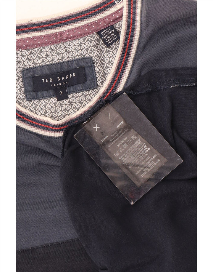 Ted Baker T-Shirt Homme Taille 3 Bleu Marine Moyen Colorblock Coton