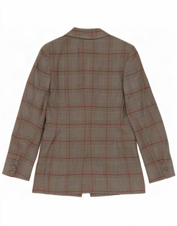 Zara Veste Blazer 1 Bouton Femme UK 12 Gris Moyen à Carreaux Polyester
