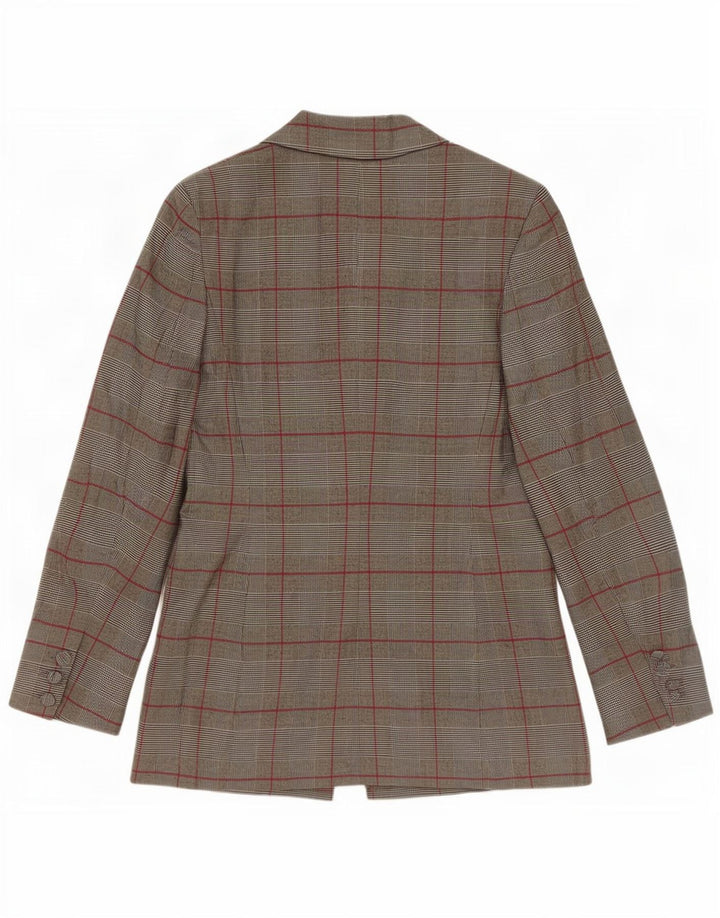 Zara Veste Blazer 1 Bouton Femme UK 12 Gris Moyen à Carreaux Polyester