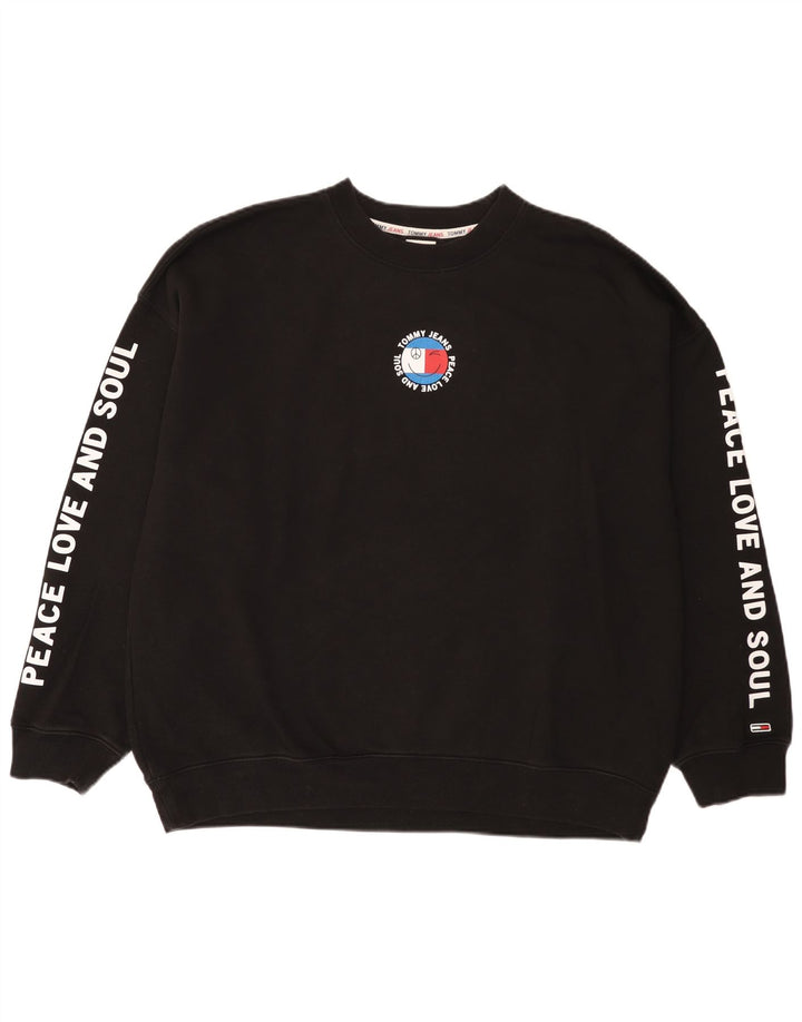 Tommy Hilfiger Sweat-shirt graphique pour homme en coton noir Taille L