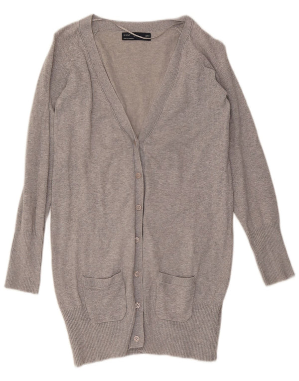 Zara Cardigan pour femme en coton moucheté gris moyen UK 12