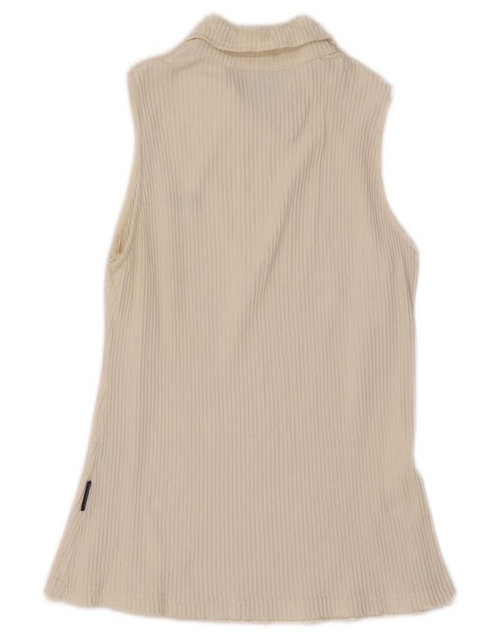 Ellesse Polo sans manches pour femme UK 16 Large Blanc Polyamide