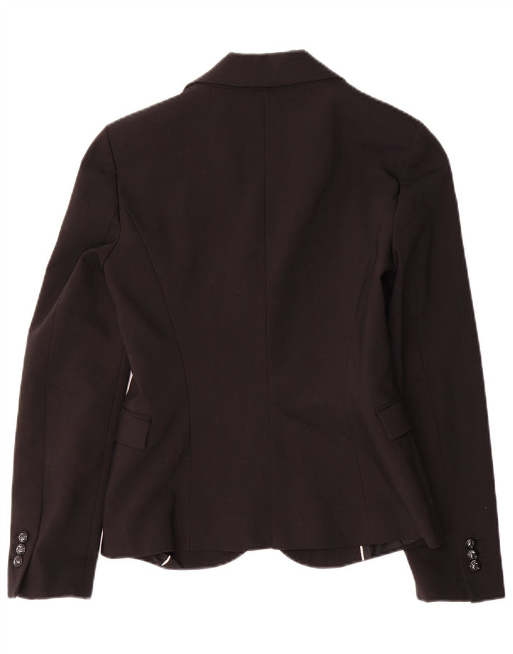 Zara Femme 1 Bouton Blazer Veste UK 10 Petit Noir Polyester