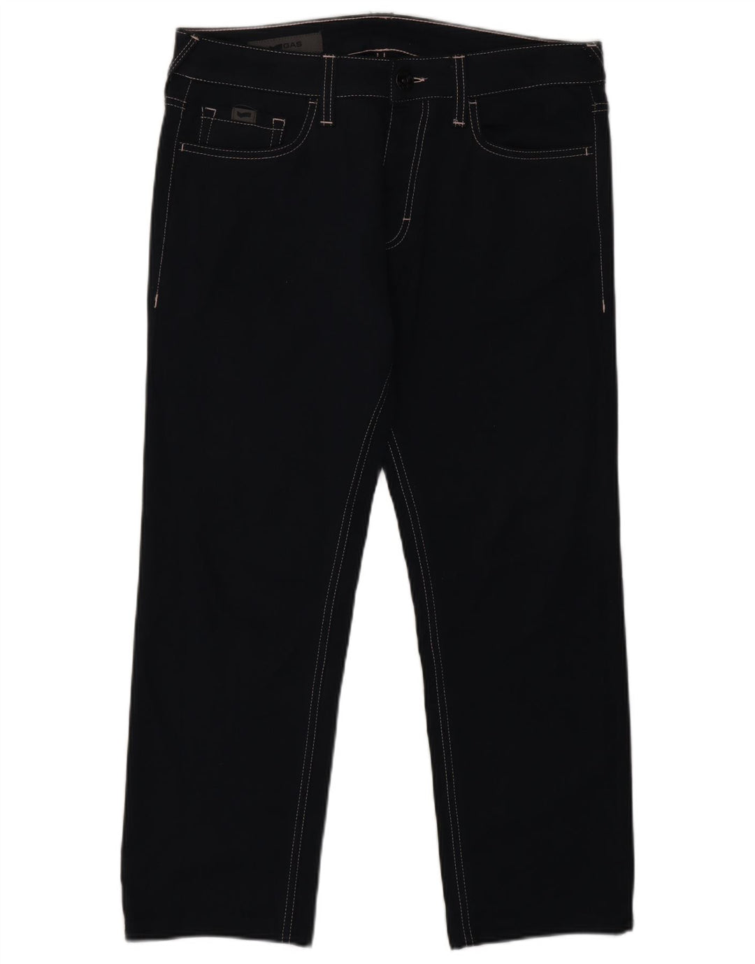 GAS Pantalon décontracté droit femme W32 L26 Bleu Marine Polyester