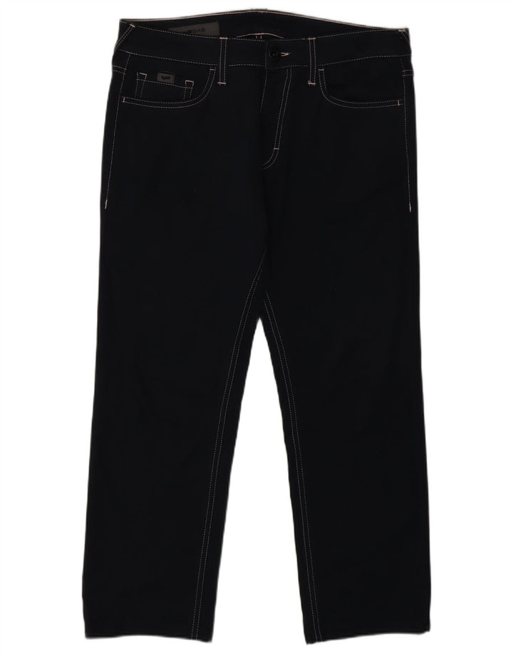 GAS Pantalon décontracté droit femme W32 L26 Bleu Marine Polyester