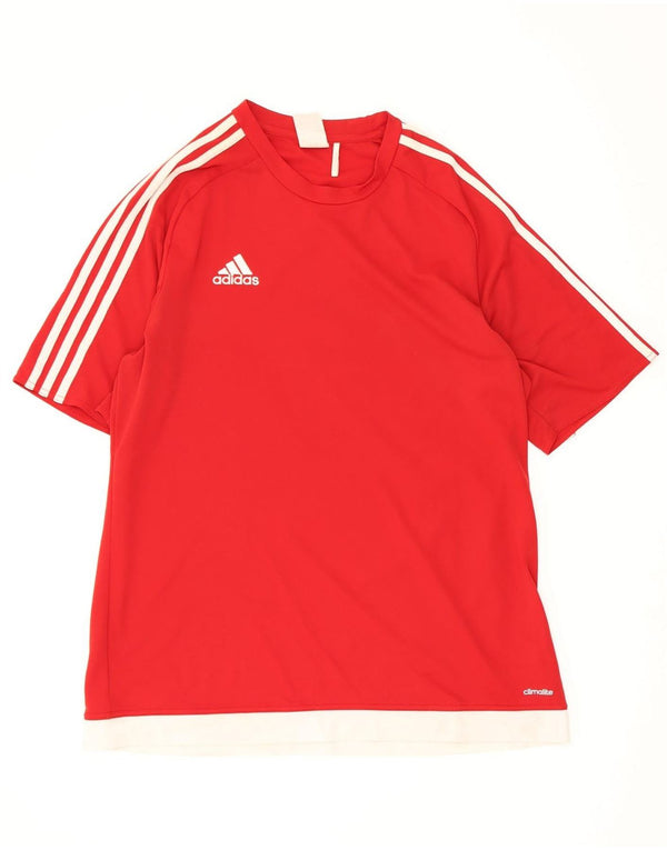 Adidas Hommes Climalite T-Shirt Haut Large Rouge Colorblock Polyester
