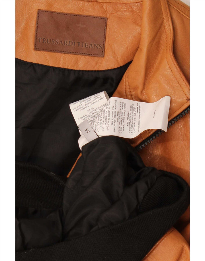 Trussardi Jeans Veste en Cuir Homme IT 54 2XL Marron