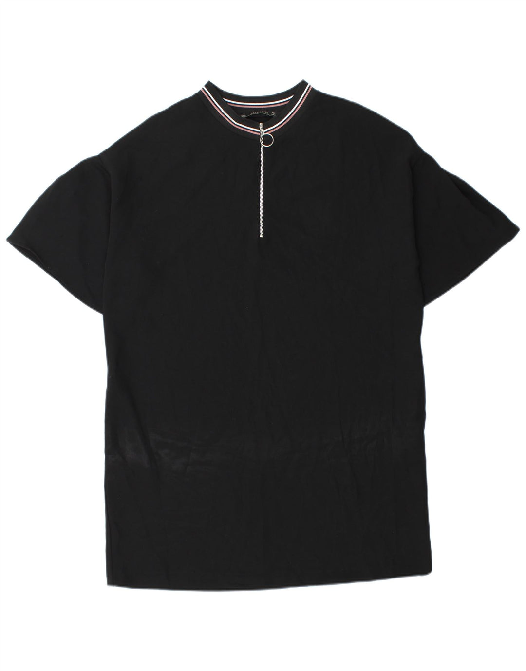 Zara Robe droite à col zippé pour femme UK 14 Polyester noir moyen