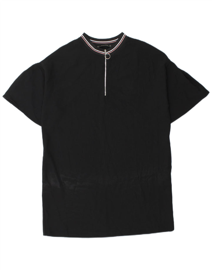 Zara Robe droite à col zippé pour femme UK 14 Polyester noir moyen