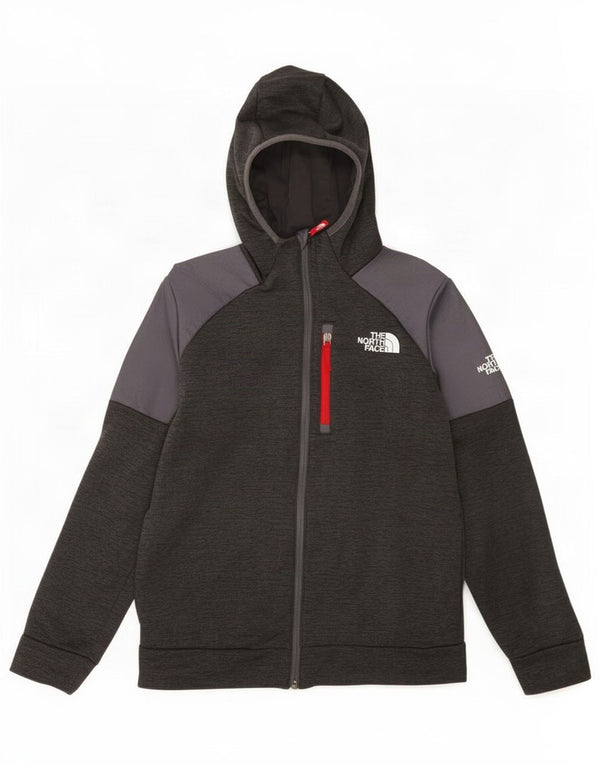 The North Face Boys Zip Hoodie Sweater 14-15 Years XL Grey Colourblock