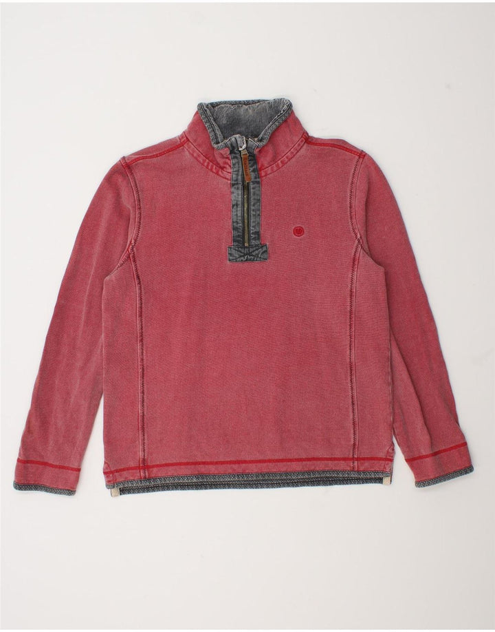 Fat Face Sweat-shirt à col zippé pour homme en coton rouge Taille S
