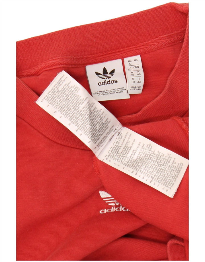 ADIDAS Sweat-shirt surdimensionné pour femme UK 12 en coton rouge moyen