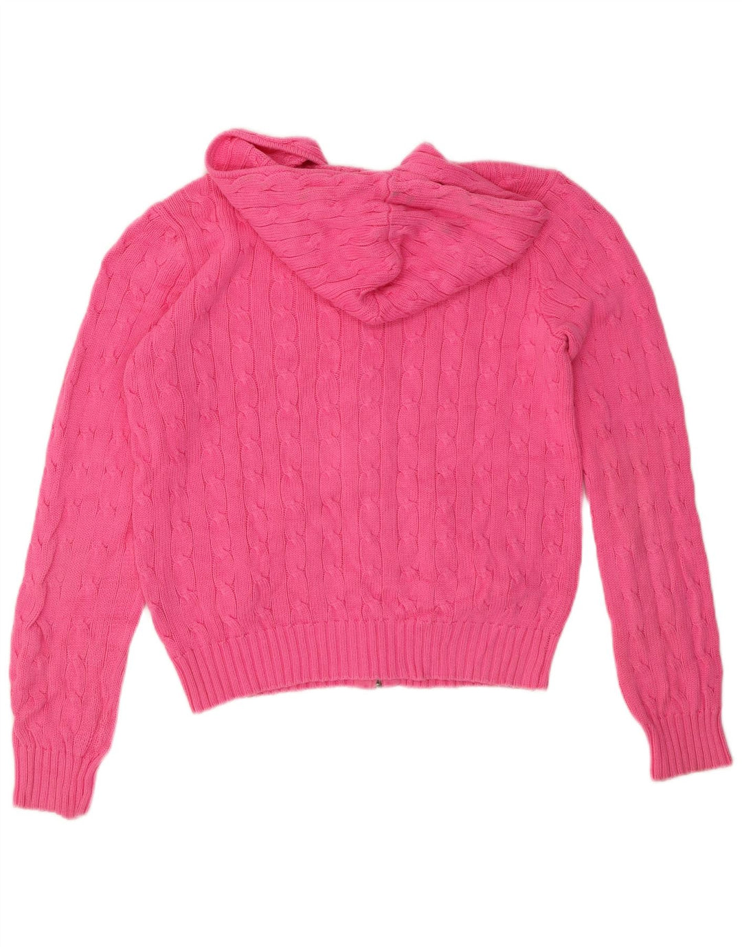 Ralph Lauren Pull cardigan court à capuche pour femme UK 16 Grand coton rose