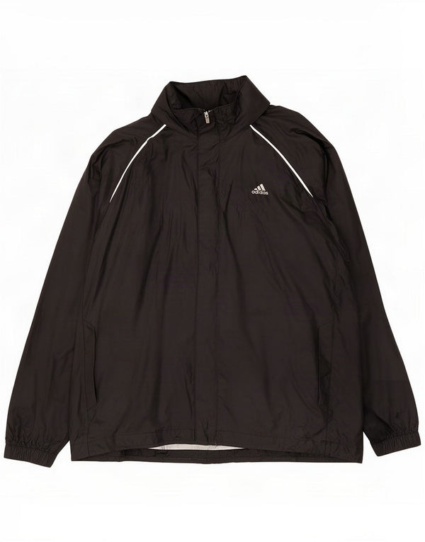 Veste de pluie à capuche graphique Adidas pour homme UK 42 XL Noir Polyamide