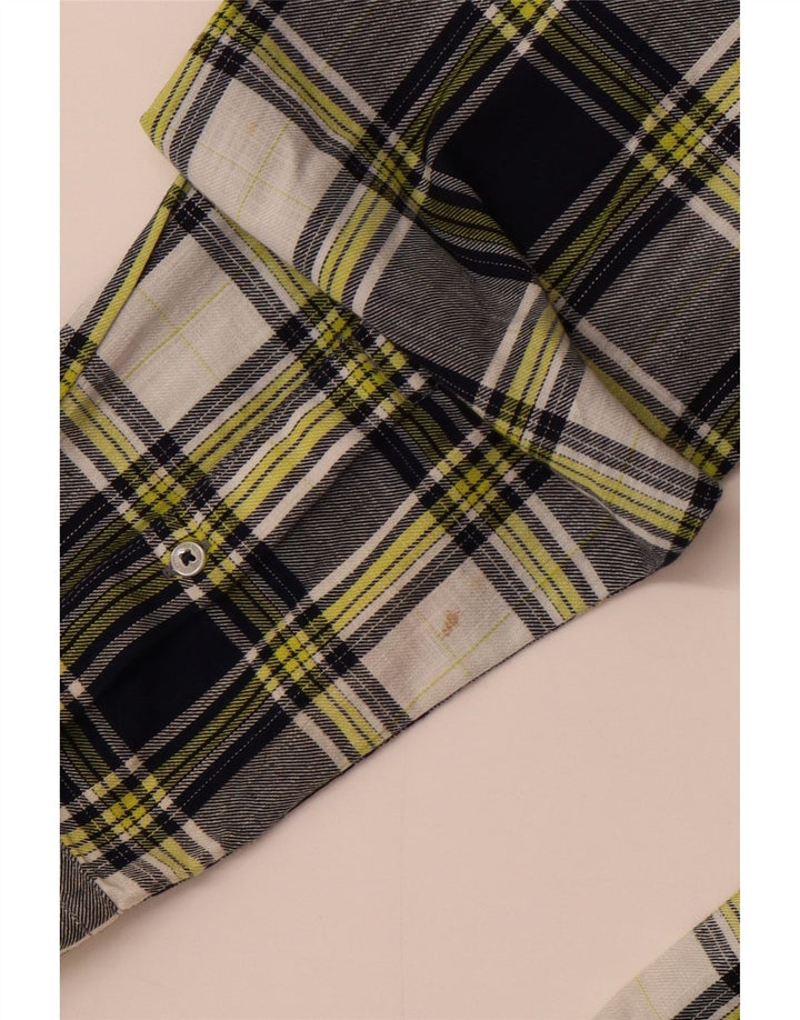 Benetton Chemise À Carreaux Grand Carreau Bleu Marine En Coton