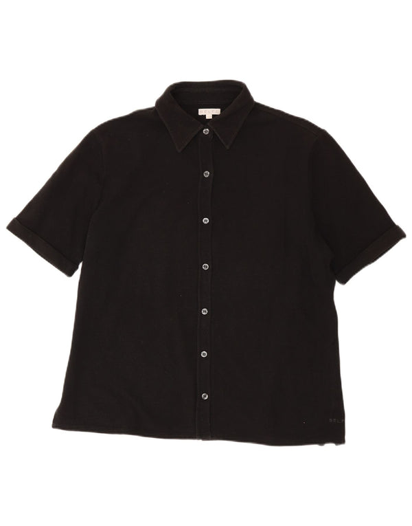 Belfe Chemise à manches courtes pour femme IT 48 XL Noir Coton