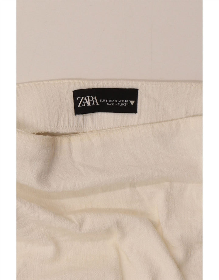 Zara Femme Mini Jupe Portefeuille Petit W26 Blanc