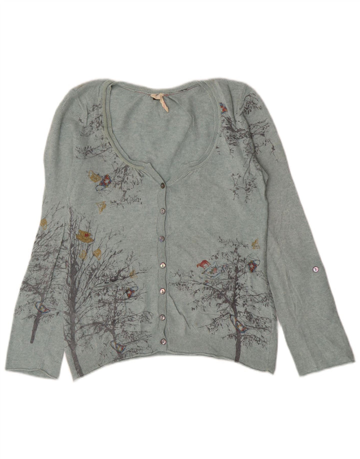 White Stuff Cardigan pour femme en viscose florale bleu moyen UK 42