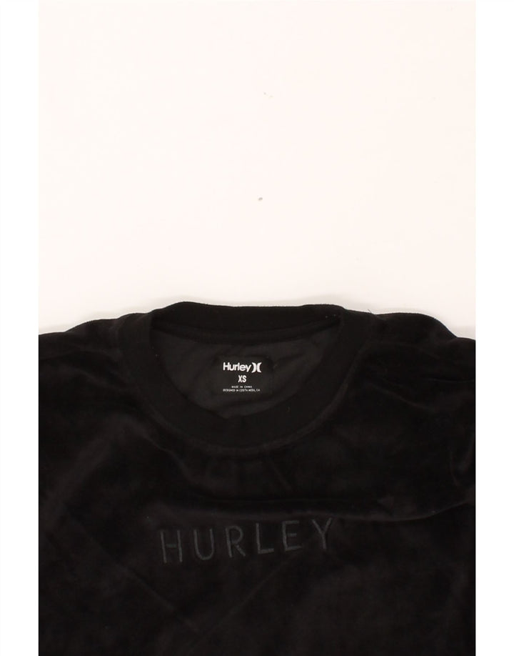 HURLEY Womens Oversized Graphic Sweatshirt Jumper UK 6 XS Black Vintage Hurley and Second-Hand Hurley from Messina Hembry 