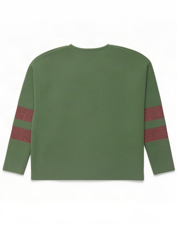 Benetton Haut graphique à manches longues pour femme UK 44 Vert moyen