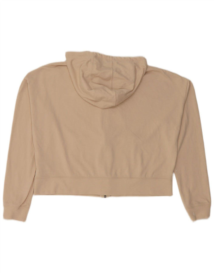 NIKE Pull à capuche zippé surdimensionné pour femme UK 10 Petit polyester beige