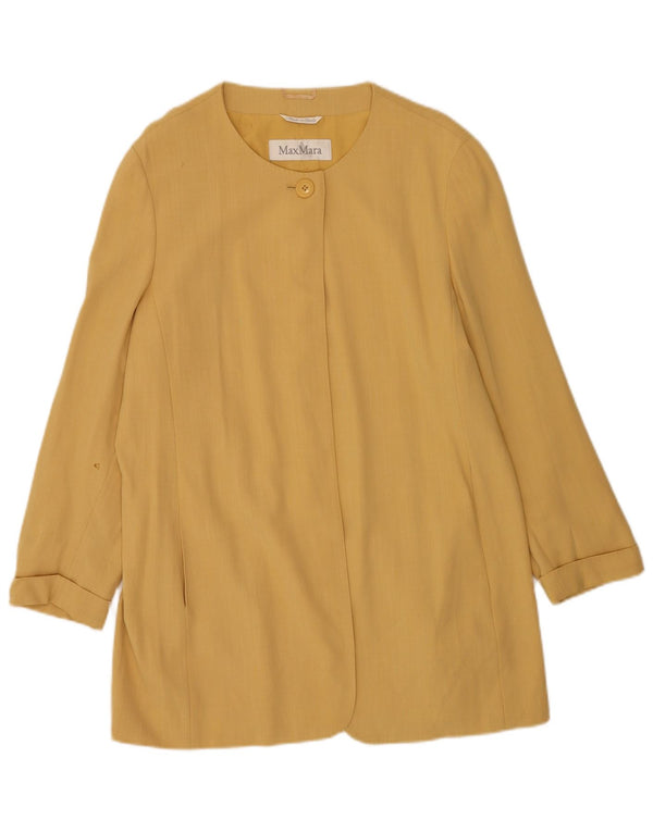Max Mara Veste blazer longue à 1 bouton pour femme UK 16 Large Jaune