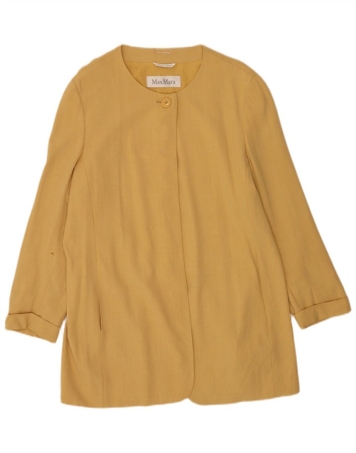 Max Mara Veste blazer longue à 1 bouton pour femme UK 16 Large Jaune