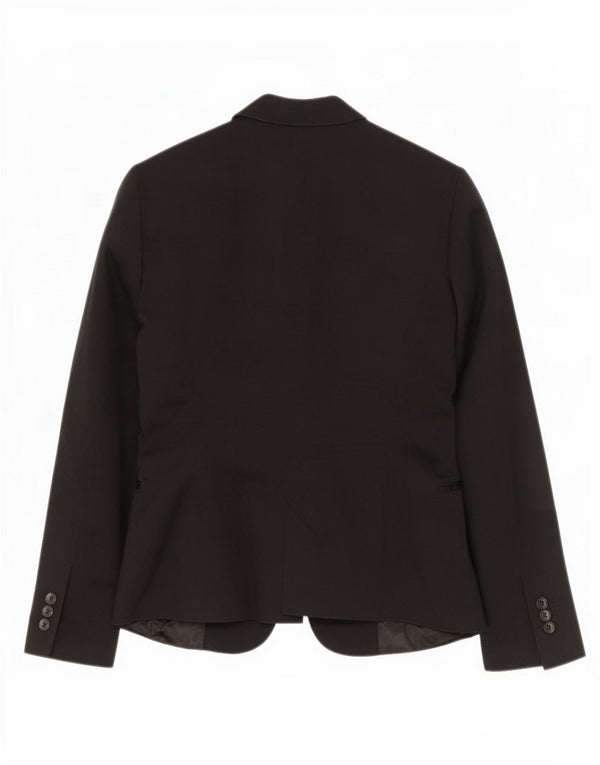 Zara Veste Blazer 1 Bouton Femme UK 12 Coton Noir Moyen