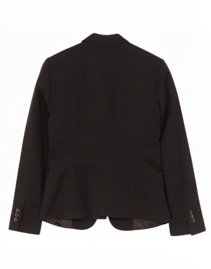 Zara Veste Blazer 1 Bouton Femme UK 12 Coton Noir Moyen