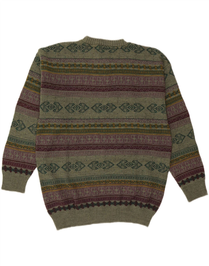 Starter Pull col rond pour homme XL en laine géométrique verte