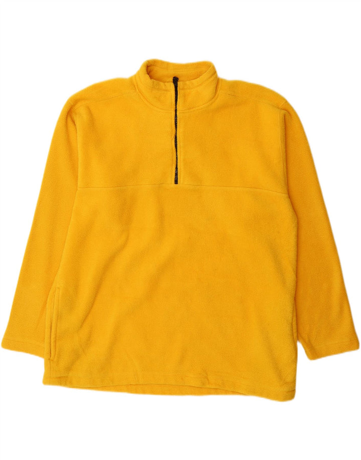 VINTAGE Pull polaire col zippé homme XL jaune polyester