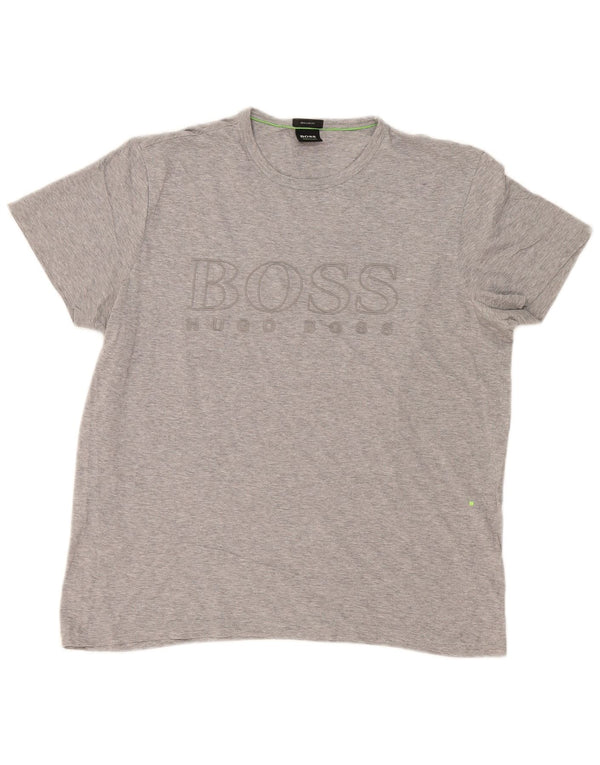 Hugo Boss Hommes Regular Fit Graphic T-Shirt Top Large Gris Coton