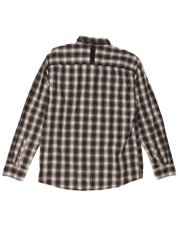 S.Oliver Chemise coupe classique pour homme en coton à carreaux noirs