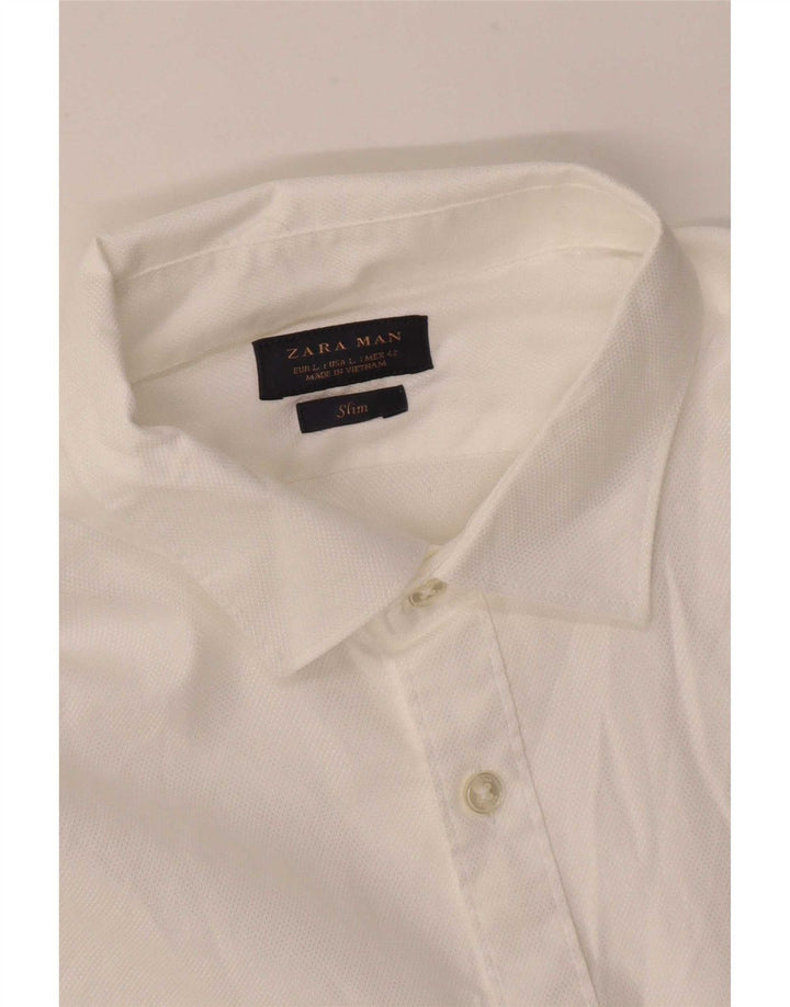 Zara Chemise Slim Fit Homme Large Blanc