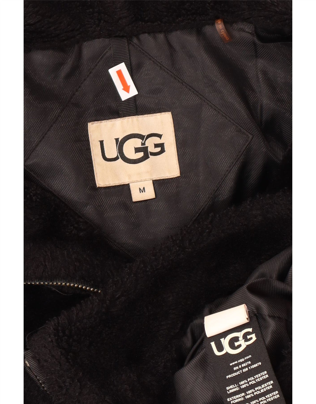 UGG Veste polaire à capuche pour femme UK 14 Medium Noir Polyester