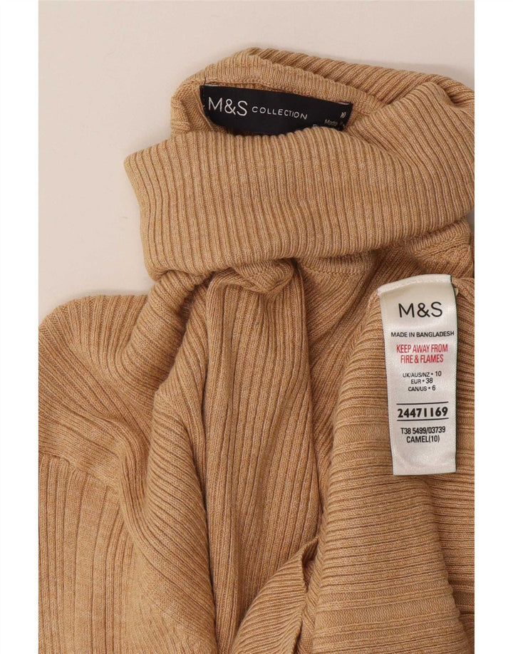 Marks & Spencer Pull col roulé pour femme UK 10 Small Beige Viscose
