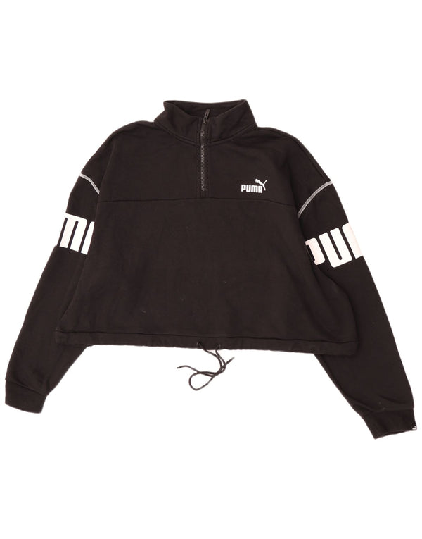 Puma Sweat-shirt court à col zippé pour femme UK 20 2XL Coton noir