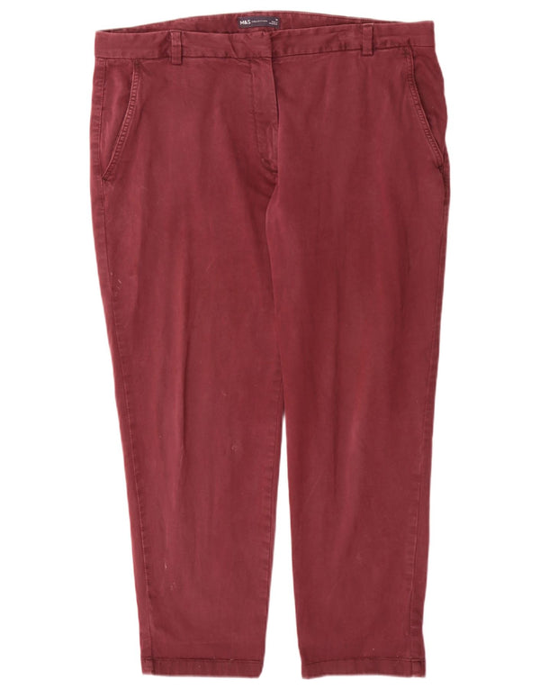 Marks & Spencer Womens Straight Chino Trousers UK 18 XL W36 L27 Burgundy