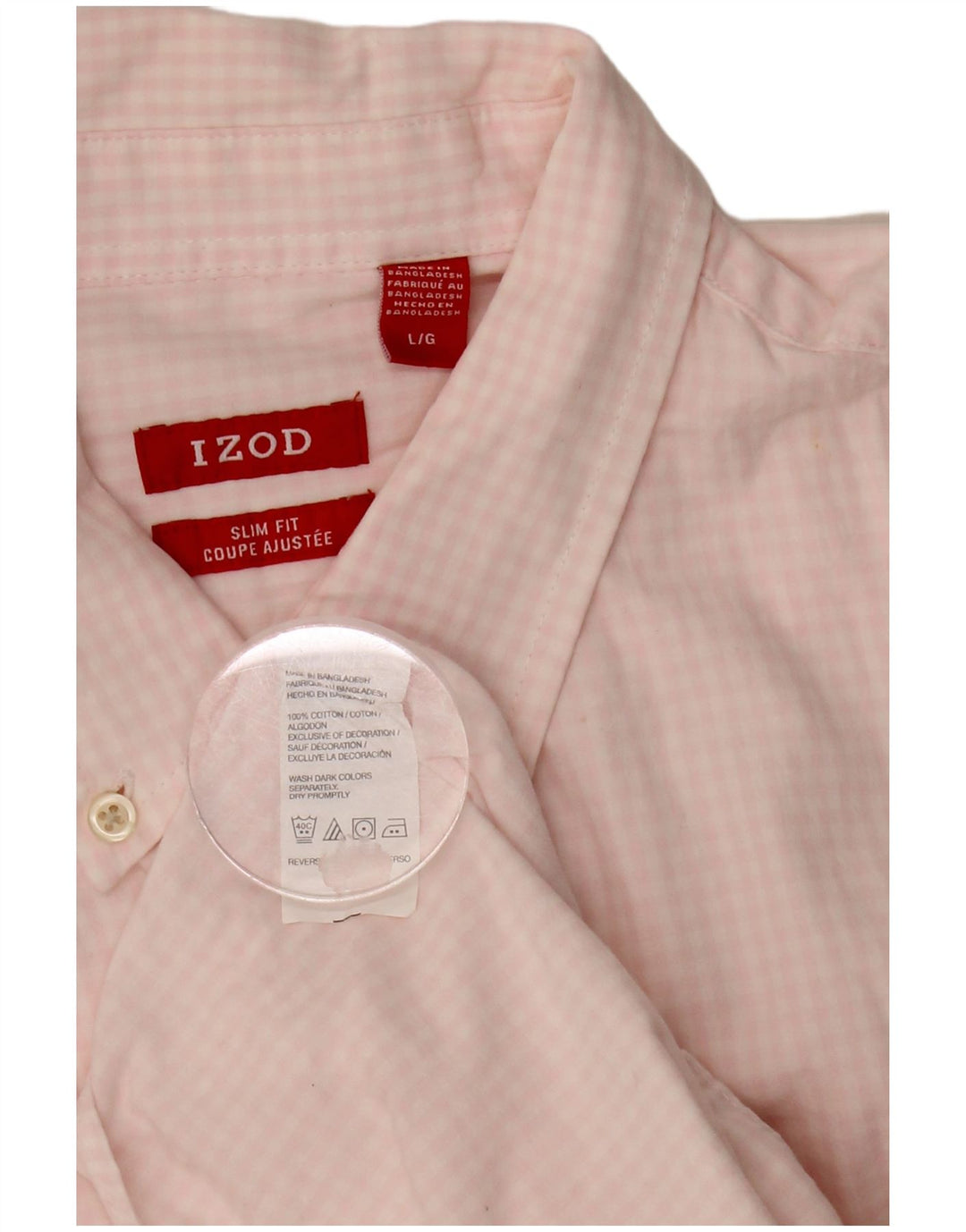 IZOD Chemise cintrée pour homme en coton vichy rose grand format